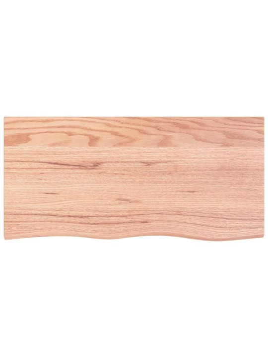 Nástěnná police hnědá 100x50x(2-6)cm ošetřený masivní dub