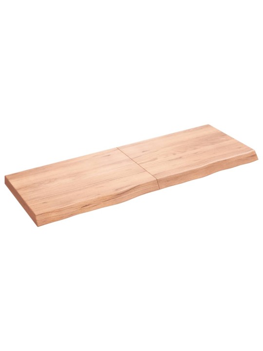 Nástěnná police hnědá 140x50x(2-6)cm ošetřený masivní dub