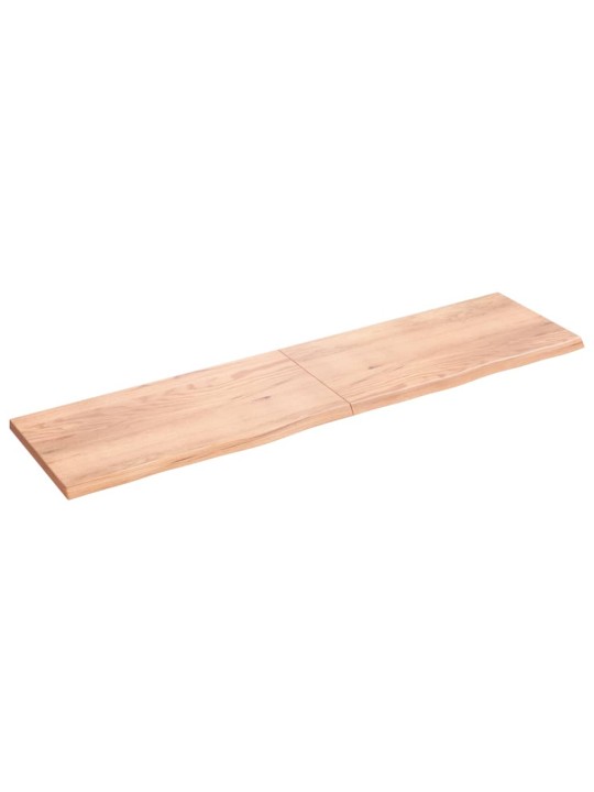 Nástěnná police hnědá 200x50x(2-4)cm ošetřený masivní dub