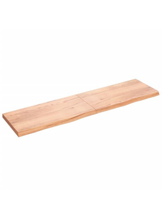 Nástěnná police hnědá 200x50x(2-6)cm ošetřený masivní dub
