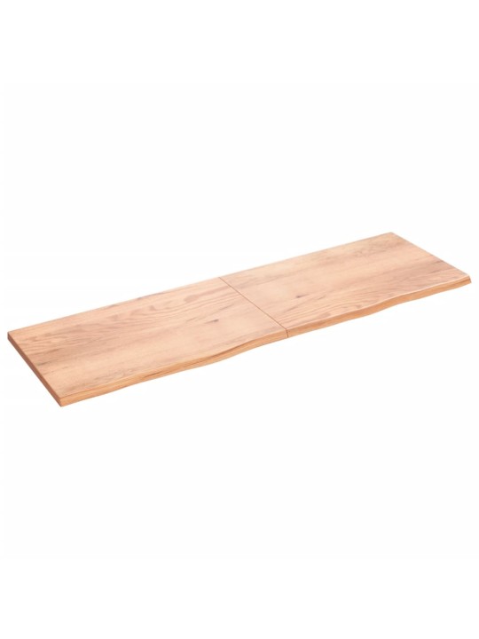 Nástěnná police hnědá 200x60x(2-4)cm ošetřený masivní dub