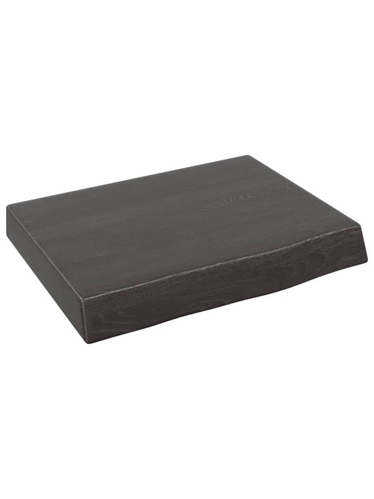 Nástěnná police tmavě hnědá 40x30x(2-6)cm ošetřený masivní dub