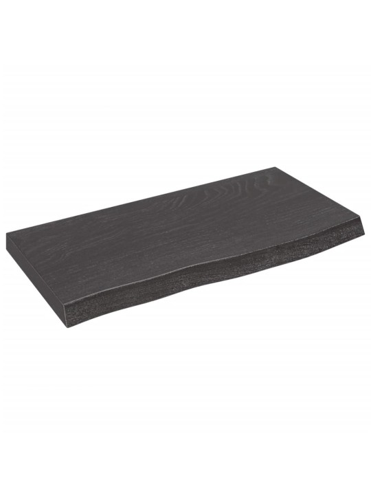 Nástěnná police tmavě hnědá 60x30x(2-4)cm ošetřený masivní dub