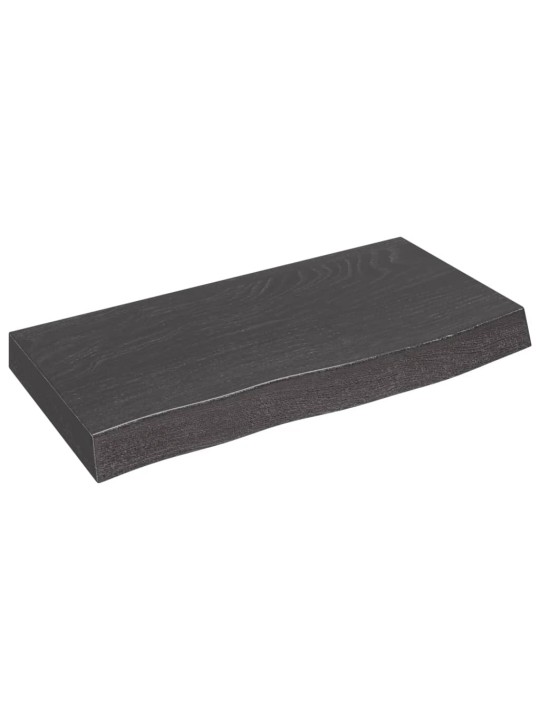 Nástěnná police tmavě hnědá 60x30x(2-6)cm ošetřený masivní dub