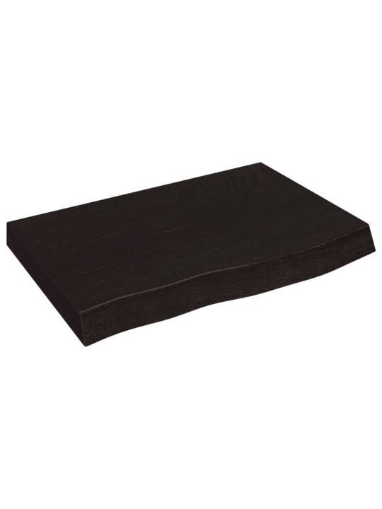 Nástěnná police tmavě hnědá 60x40x(2-6)cm ošetřený masivní dub