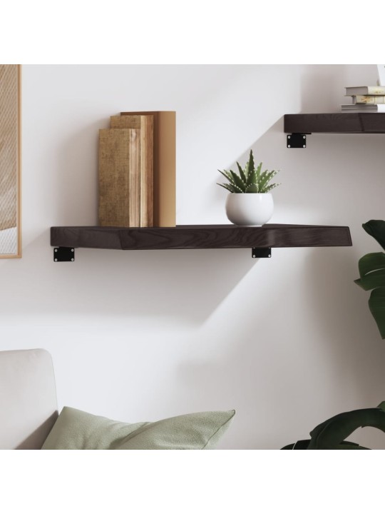 Nástěnná police tmavě hnědá 60x40x(2-6)cm ošetřený masivní dub