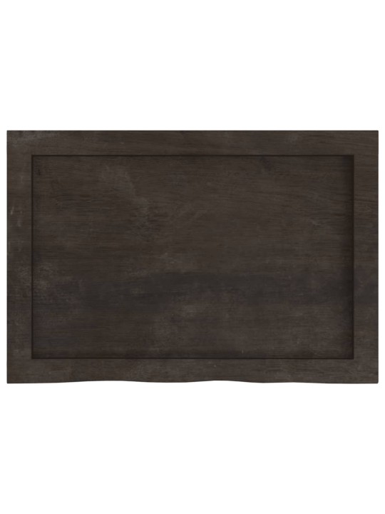 Nástěnná police tmavě hnědá 60x40x(2-6)cm ošetřený masivní dub