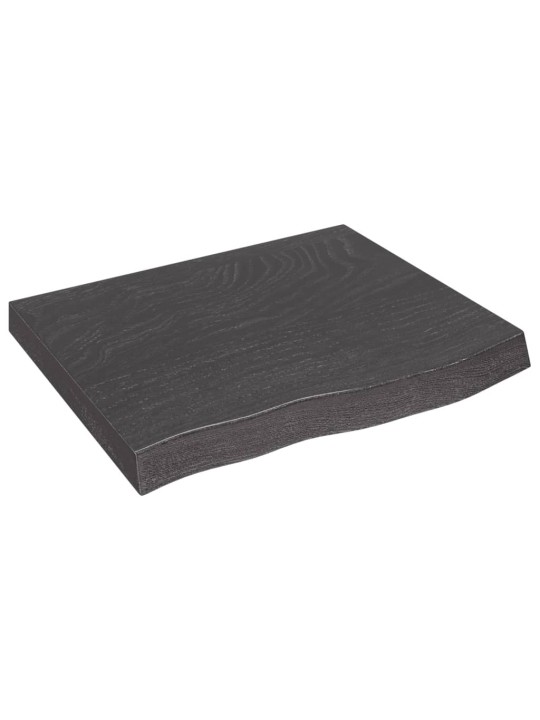 Nástěnná police tmavě hnědá 60x50x(2-6)cm ošetřený masivní dub