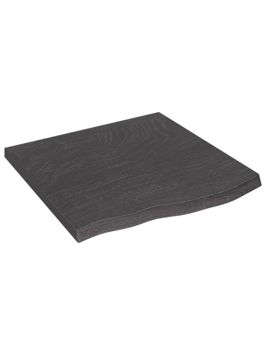 Nástěnná police tmavě hnědá 60x60x(2-4)cm ošetřený masivní dub