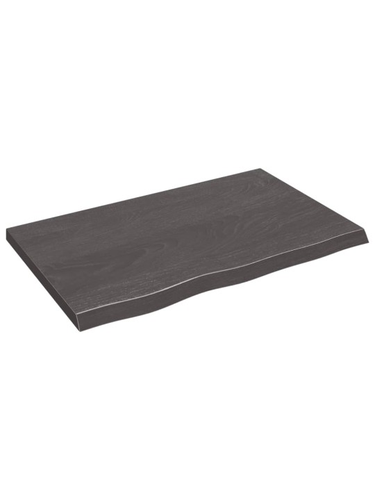 Nástěnná police tmavě hnědá 80x50x(2-4)cm ošetřený masivní dub