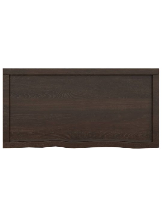 Nástěnná police tmavě hnědá 100x50x(2-4)cm ošetřený masivní dub