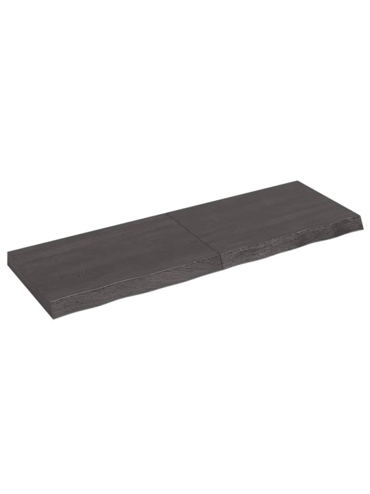 Nástěnná police tmavě hnědá 120x40x(2-6)cm ošetřený masivní dub