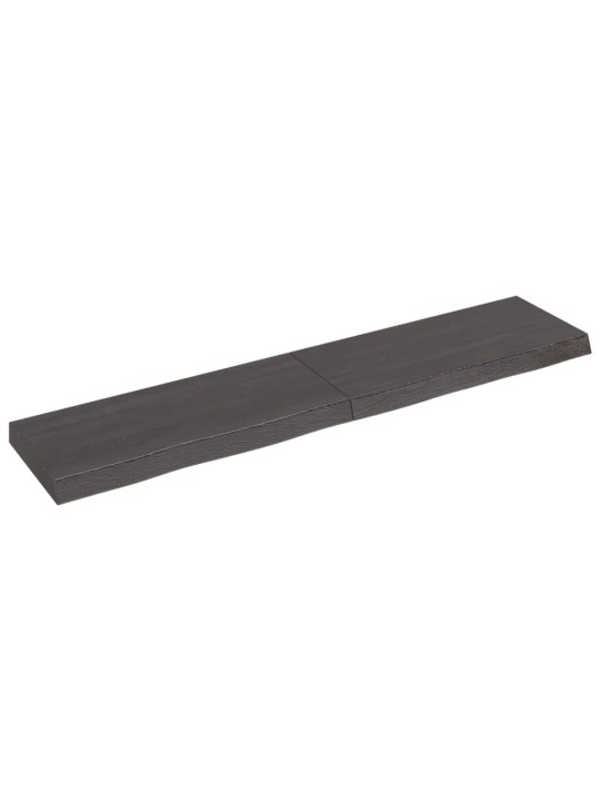 Nástěnná police tmavě hnědá 140x30x(2-6)cm ošetřený masivní dub
