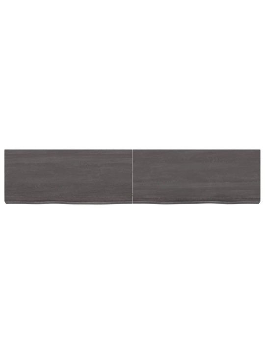 Nástěnná police tmavě hnědá 140x30x(2-6)cm ošetřený masivní dub