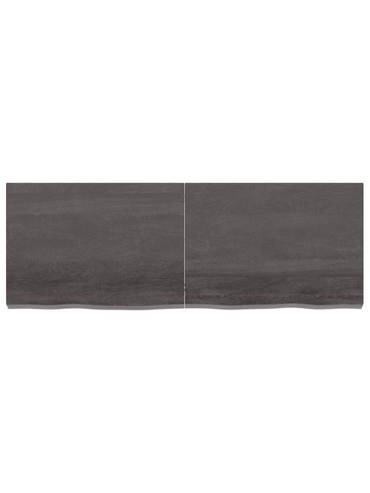 Nástěnná police tmavě hnědá 140x50x(2-6)cm ošetřený masivní dub