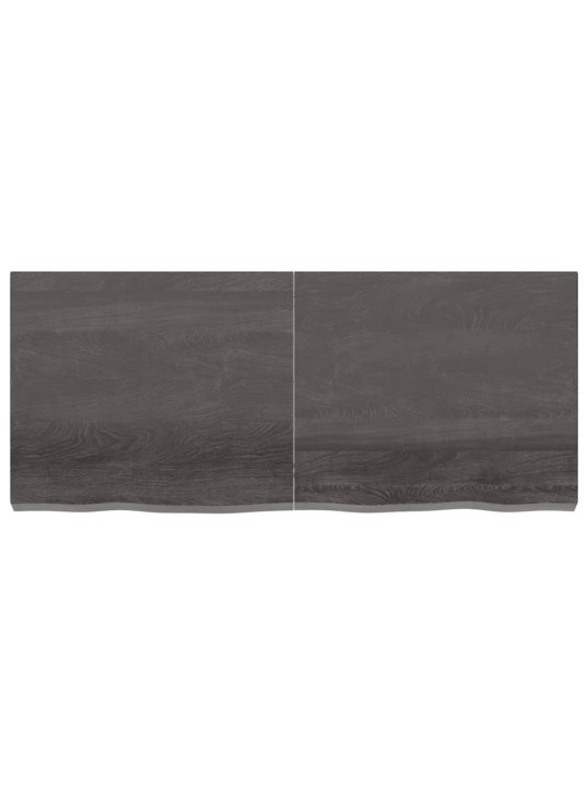 Nástěnná police tmavě hnědá 140x60x(2-6)cm ošetřený masivní dub