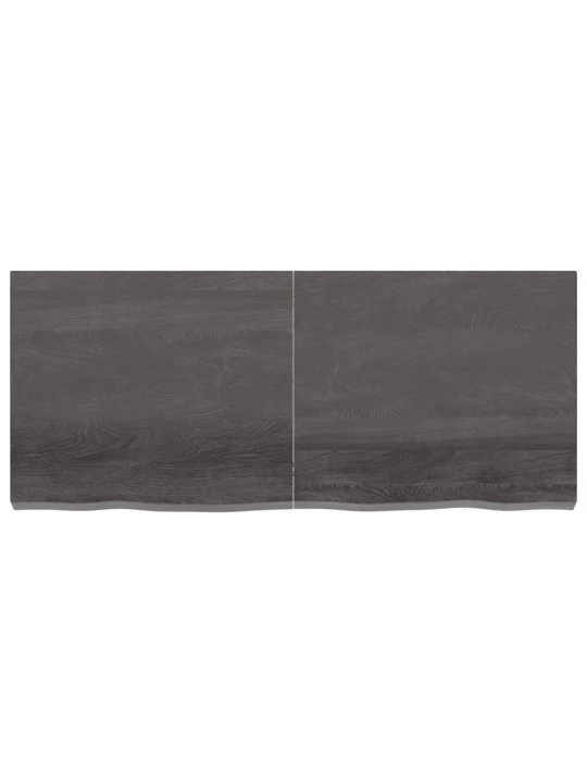Nástěnná police tmavě hnědá 140x60x(2-6)cm ošetřený masivní dub