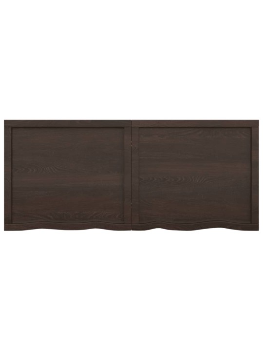 Nástěnná police tmavě hnědá 140x60x(2-6)cm ošetřený masivní dub