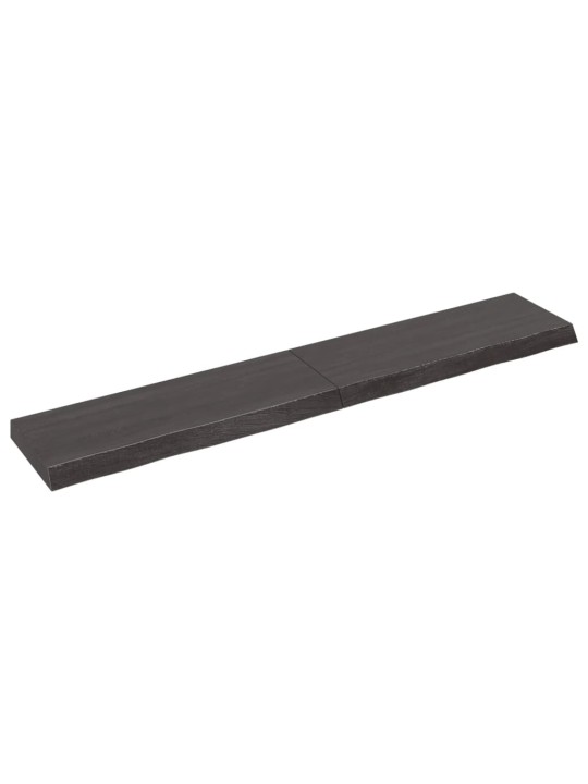 Nástěnná police tmavě hnědá 160x30x(2-6)cm ošetřený masivní dub