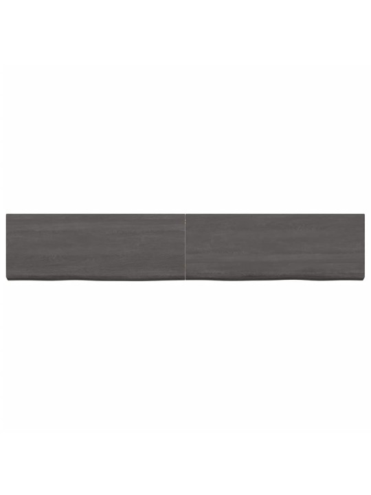 Nástěnná police tmavě hnědá 160x30x(2-6)cm ošetřený masivní dub
