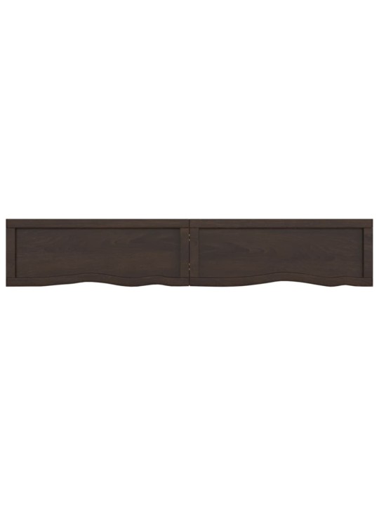 Nástěnná police tmavě hnědá 160x30x(2-6)cm ošetřený masivní dub