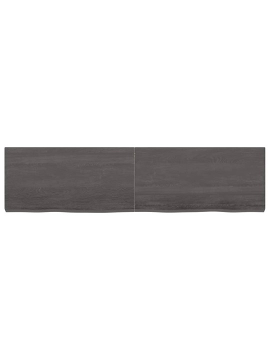 Nástěnná police tmavě hnědá 160x40x(2-6)cm ošetřený masivní dub