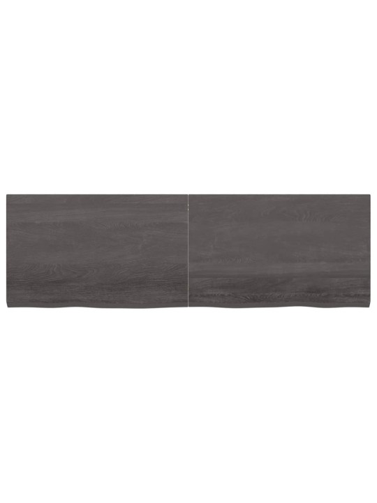 Nástěnná police tmavě hnědá 160x50x(2-4)cm ošetřený masivní dub