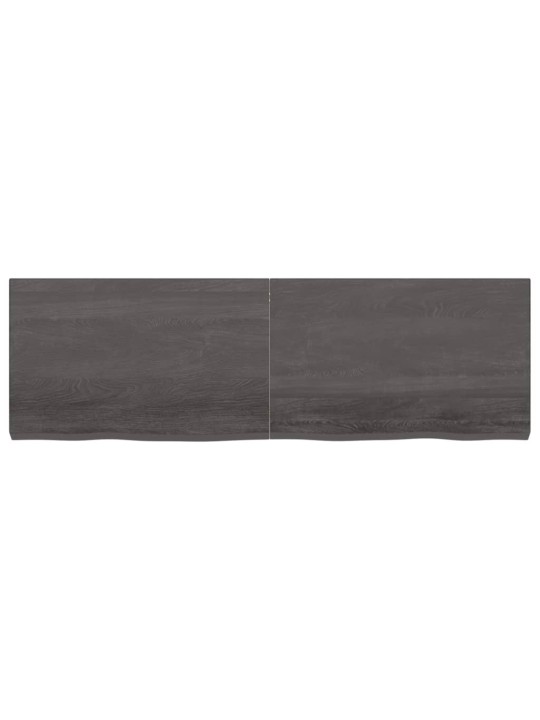 Nástěnná police tmavě hnědá 160x50x(2-6)cm ošetřený masivní dub