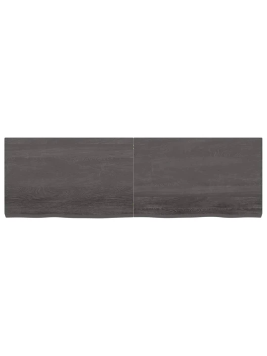Nástěnná police tmavě hnědá 160x50x(2-6)cm ošetřený masivní dub