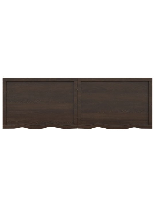 Nástěnná police tmavě hnědá 180x60x(2-6)cm ošetřený masivní dub