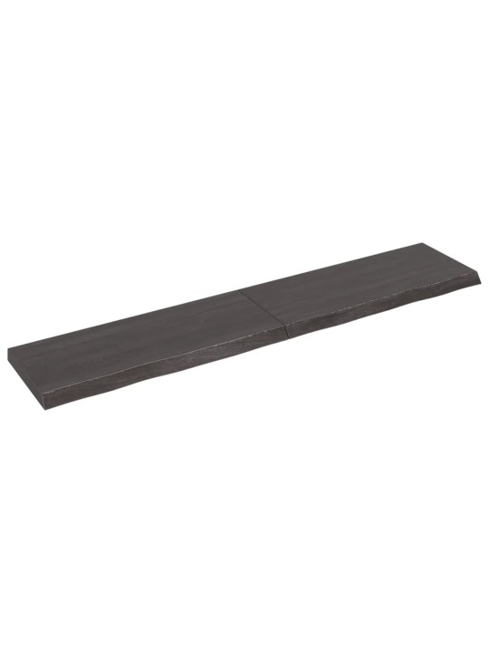 Nástěnná police tmavě hnědá 200x40x(2-6)cm ošetřený masivní dub