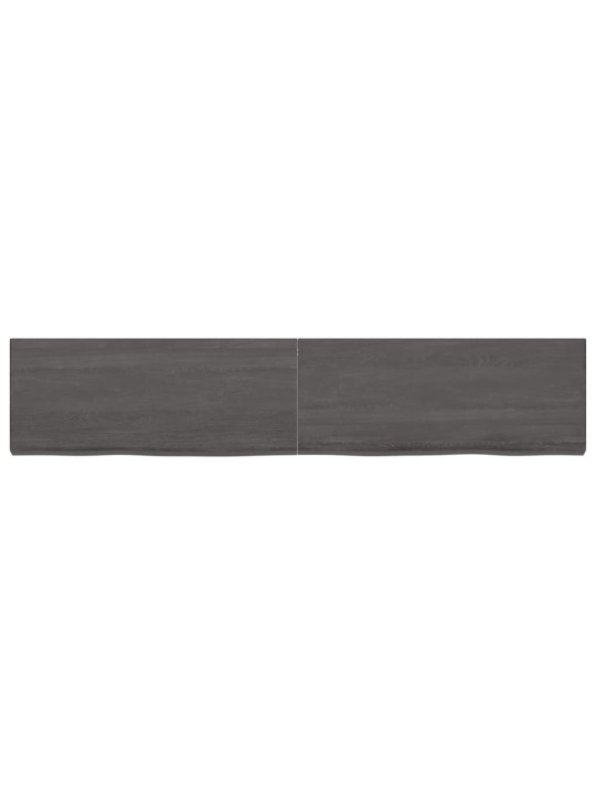 Nástěnná police tmavě hnědá 200x40x(2-6)cm ošetřený masivní dub