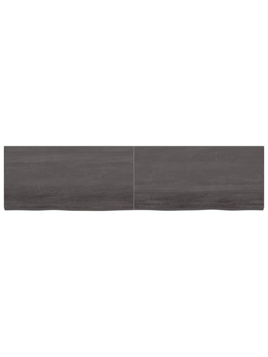 Nástěnná police tmavě hnědá 200x50x(2-4)cm ošetřený masivní dub