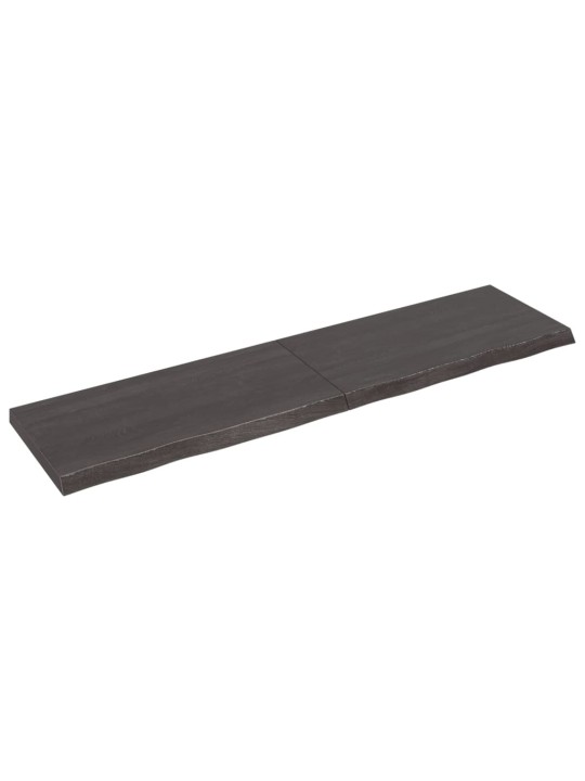 Nástěnná police tmavě hnědá 200x50x(2-6)cm ošetřený masivní dub