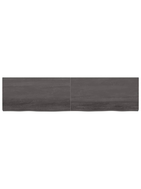 Nástěnná police tmavě hnědá 200x50x(2-6)cm ošetřený masivní dub