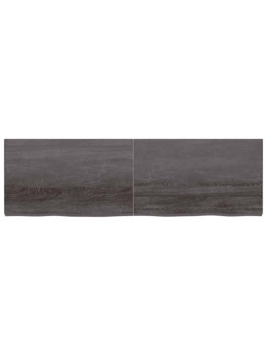 Nástěnná police tmavě hnědá 200x60x(2-6)cm ošetřený masivní dub