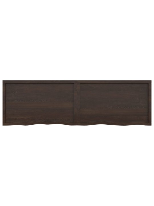 Nástěnná police tmavě hnědá 200x60x(2-6)cm ošetřený masivní dub