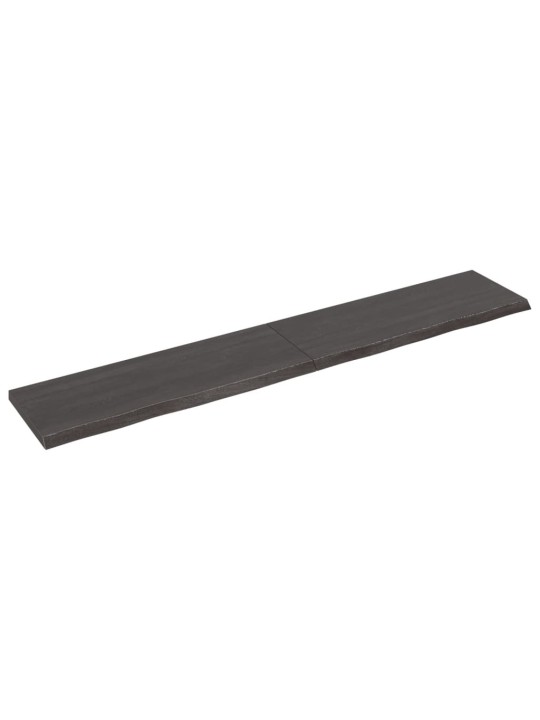 Nástěnná police tmavě hnědá 220x40x(2-4)cm ošetřený masivní dub