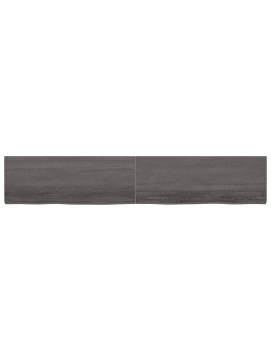 Nástěnná police tmavě hnědá 220x40x(2-6)cm ošetřený masivní dub
