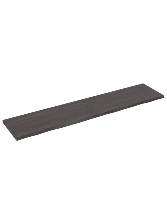 Nástěnná police tmavě hnědá 220x50x(2-4)cm ošetřený masivní dub
