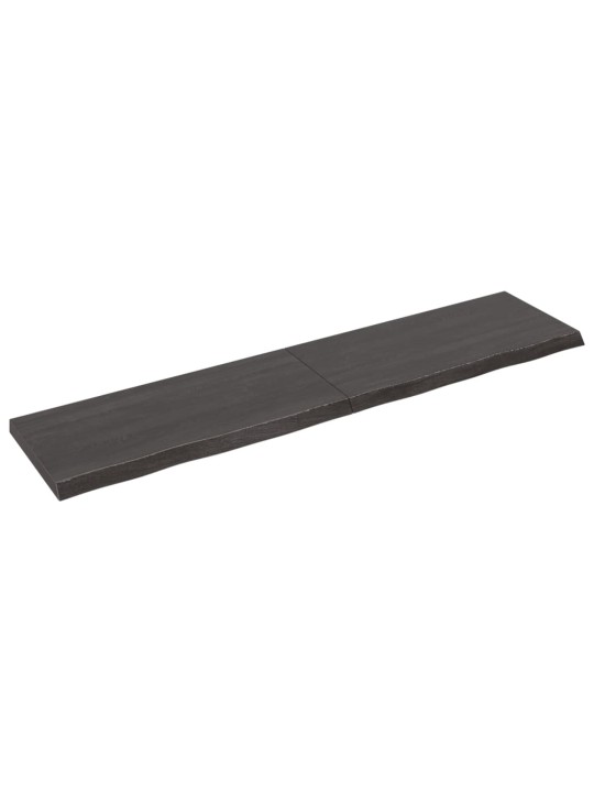 Nástěnná police tmavě hnědá 220x50x(2-6)cm ošetřený masivní dub