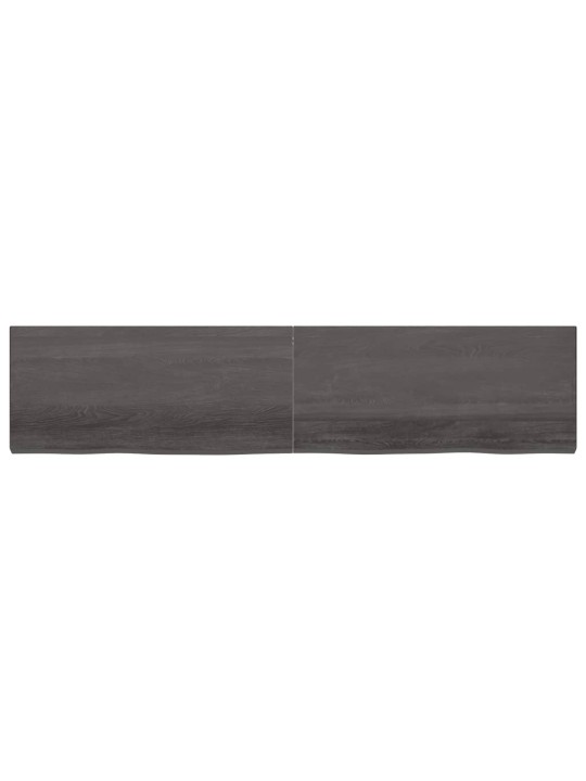 Nástěnná police tmavě hnědá 220x50x(2-6)cm ošetřený masivní dub