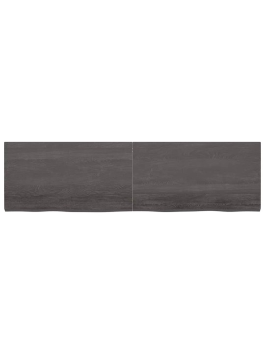 Nástěnná police tmavě hnědá 220x60x(2-4)cm ošetřený masivní dub