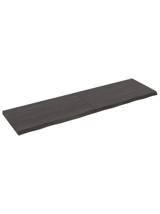 Nástěnná police tmavě hnědá 220x60x(2-6)cm ošetřený masivní dub