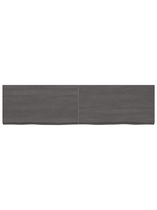 Nástěnná police tmavě hnědá 220x60x(2-6)cm ošetřený masivní dub