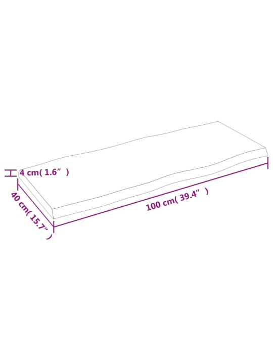 Stolní deska 100x40x(2-4)cm neošetřený masivní dřevo živá hrana