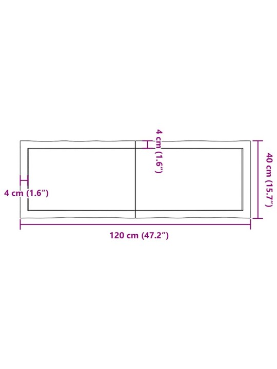 Stolní deska 120x40x(2-6)cm neošetřený masivní dřevo živá hrana