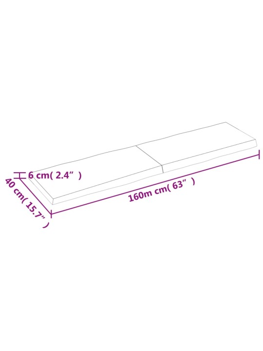 Stolní deska 160x40x(2-6)cm neošetřený masivní dřevo živá hrana