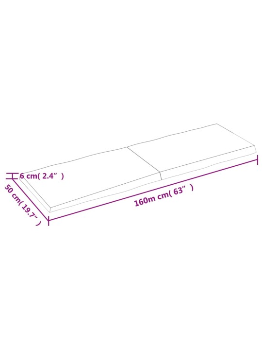 Stolní deska 120x50x(2-6)cm neošetřený masivní dřevo živá hrana