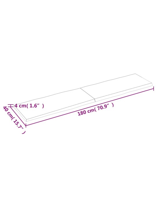 Stolní deska 180x40x(2-4)cm neošetřený masivní dřevo živá hrana